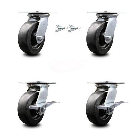Service Caster 6 Inch Polyolefin Swivel Caster Swivel Locks 2 Brakes, 2PK SCC-35S620-POR-BSL-2-SLB-2